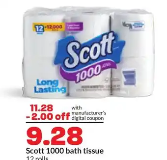 Hy-Vee Scott 1000 bath tissue offer