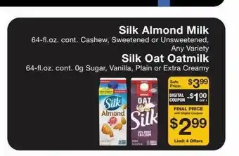 Fairway Store Market Silk Almond Milk, Silk Oat Oatmilk offer