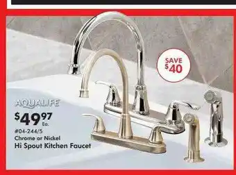 Valu Home Centers Aqualife Chrome Or Nickel Hi Spout Kitchen Faucet offer