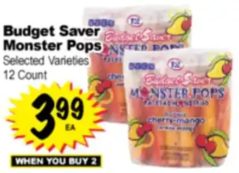 Superior Grocers Budget Saver Monster Pops offer