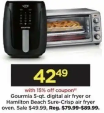 Kohl's Gourmia 5-qt. Digital Air Fryer Or Hamilton Beach Sure-Crisp Air Fyer offer