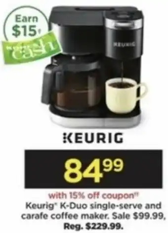 Kohl's Keurig K-Duo Single-Serve And Carafe Coffee Maker offer