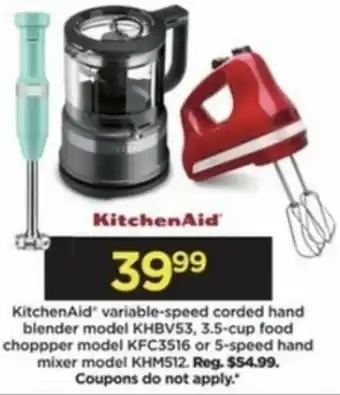 Kohl's KitchenAid Variable-Speed Corded Hand Blender Model KHBV53 offer