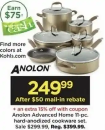 Kohl's Anolon Advanced Home 11-pC Hard-Anodized Cookware Set offer