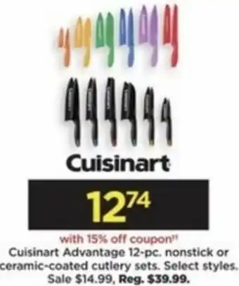 Kohl's Cuisinart Advantage 12-Pc. Nonstick Or Ceramic-Coated Cutlery Sets offer
