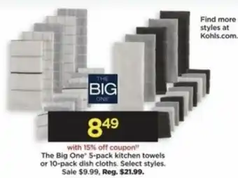 Kohl's The Big One 5-Pack Kitchen Towels Or 10-Pack Dish Cloths offer