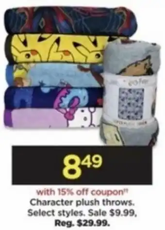 Kohl's Character Plush Throws offer