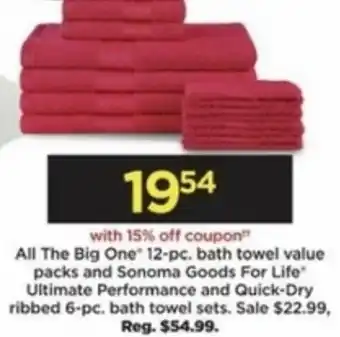 Kohl's All The Big One 12-Pc. Bath Towel Value Packs And Sonoma Goods For Life offer