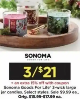 Kohl's Sonoma Goods For Life 3-Wick Large Jar Candles offer