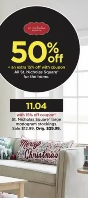 Kohl's St.Nicholas Square Large Monogram Stockrings offer