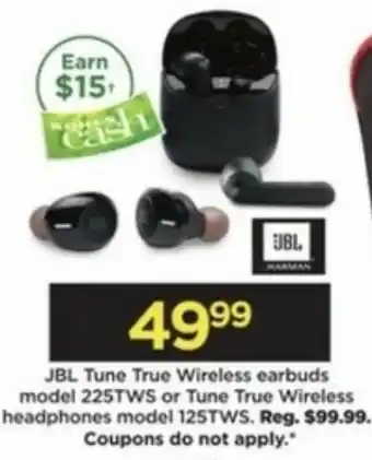 JBL Tune True Wireless Earbuds Model 225TWS Or Tune True Wireless Headphones Model 125TWS