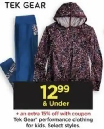Kohl's Tek Gear Performance Clothing For Kids offer