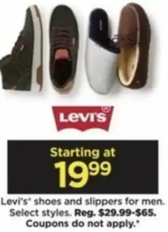 Kohl's Levi's Shoes And Slippers For Men offer
