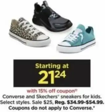 Kohl's Converse And Skechers Sneakers For Kids offer