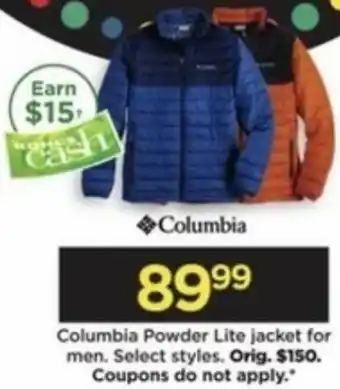 Kohl's Columbia Powder Lite Jacket For Men offer