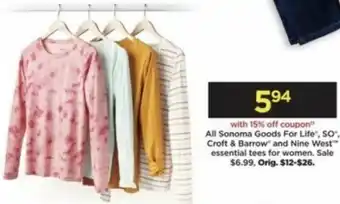 Kohl's All Sonoma Goods For Life, SO Croft & Barrow And Nine West Essentials Tees For Women offer