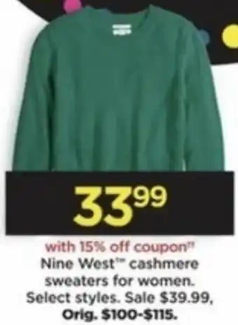 Kohl's Nine West Cashmere Sweaters For Women offer