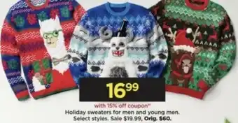 Kohl's Holiday Sweaters For Men And Young Men offer