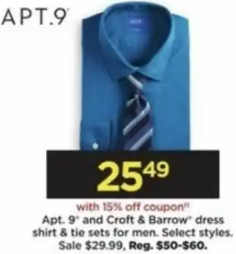 Kohl's Apt.9 And Croft & Barrow Dress Shirt & Tie Sets For Men offer