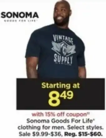 Kohl's Sonoma Goods For Life Clothing For Men offer