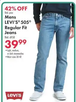 Boscov's Mens LEVI'S 505 Regular Fit Jeans offer