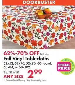 Boscov's Fall Vinyl Tablecloths offer