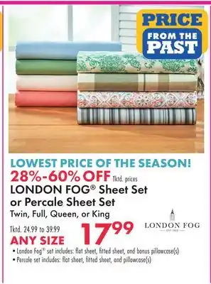 Boscov's LONDON FOG Sheet Set or Percale Sheet Set offer