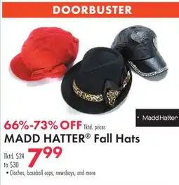 Boscov's MADD HATTER Fall Hats offer