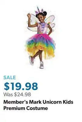 Sam's Club Member's Mark Unicorn Kids Premium Costume offer