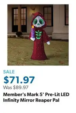 Sam's Club Member's Mark 5' Pre-Lit LED Infinity Mirror Reaper Pal offer