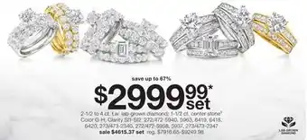 JC Penney 2-1/2 to 4 ct. t.w. lab-grown diamond 1-1/2 ct. center stone‡ offer