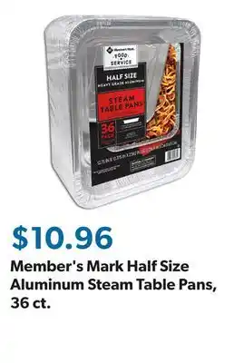 Sam's Club Member's Mark Half Size Aluminum Steam Table Pans, 36 ct offer