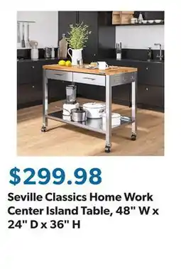 Sam's Club Seville Classics Home Work Center Island Table, 48 W x 24 D x 36 H offer