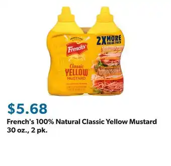 Sam's Club French's 100% Natural Classic Yellow Mustard 30 oz., 2 pk offer