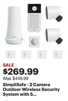 Best Buy SimpliSafe - 2 Camera Outdoor Wireless Security System with 5 Sensors - White offer