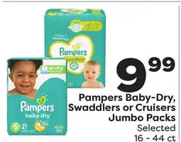 Weis Markets Pampers Baby-Dry, Swaddlers or Cruisers Jumbo Packs offer