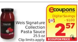 Weis Markets Weis Signature Collection Pasta Sauce offer