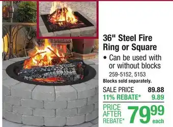 Menards 36-inch Round Solid Steel Fire Ring offer