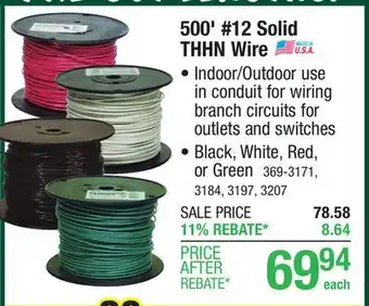 Menards 500' #12 Black Solid THHN Building Wire offer