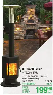 Menards Backyard Creations 75,000 BTU's Patio Pellet Heater offer