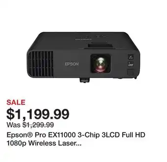 Office Depot Epson Pro EX11000 3-Chip 3LCD Full HD 1080p Wireless Laser Projector, V11HA72220 offer