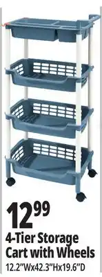 Ocean State Job Lot 4-Tier Storage Cart with Wheels offer