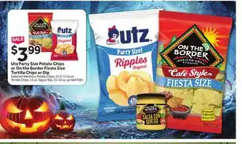 Stop&Shop Utz Party Size Potato Chips or On the Border Fiesta Size Tortilla Chips or Dip offer