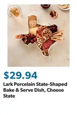 Sam's Club Lark Porcelain State-Shaped Bake & Serve Dish, Choose State offer