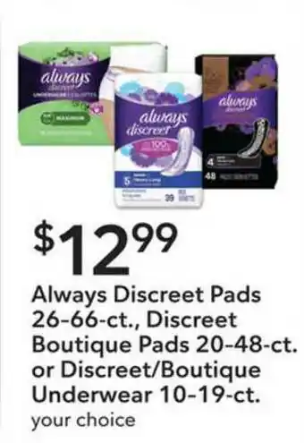 Publix Always Discreet Pads Discreet Boutique Or Discreet Boutique Underwear offer