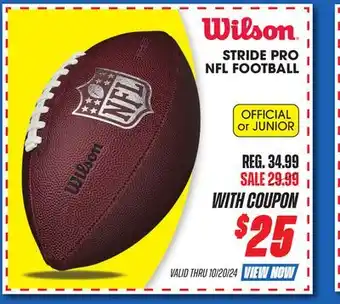 Big 5 Wilson Stride Pro NFL Official Size Football offer