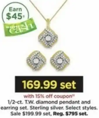 Kohl's 1/2 ct. T.W. Diamond Pendant And Earring Set. Sterling Silver offer
