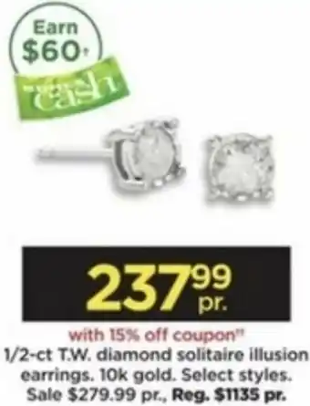 Kohl's 1/2 Ct T.W. Diamond Solitare Illusion Earrings offer