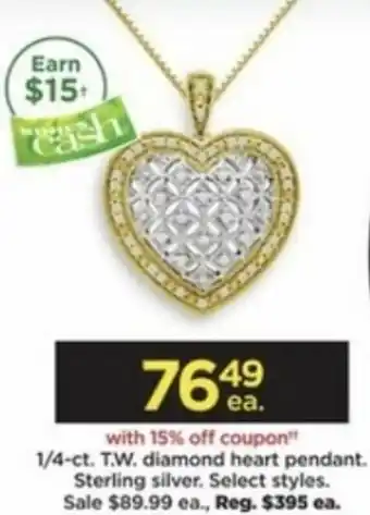 Kohl's 1/4 Ct. T.W. Diamond Heart Pendant offer