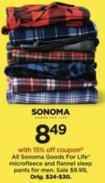 Kohl's All Sonoma Goods For Life Microfleece And Flannel Sleep Pants For Men offer